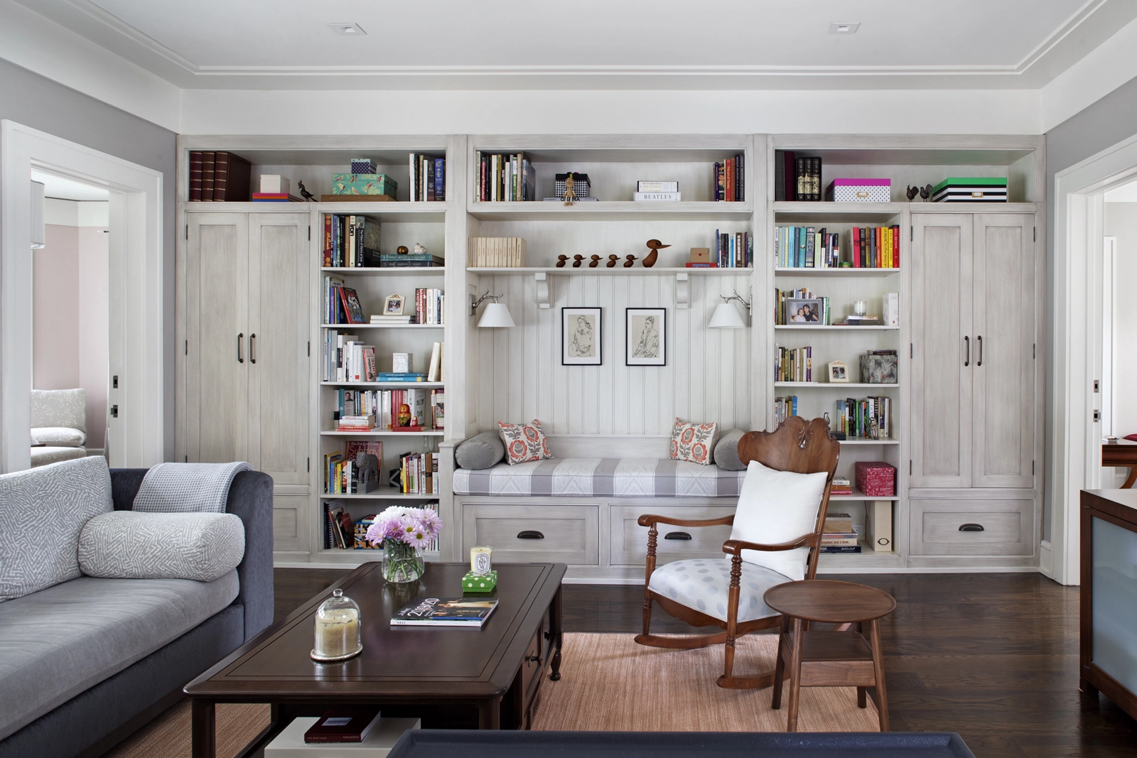 home design living room library